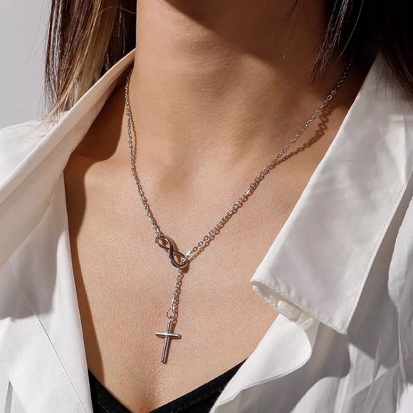 “His” Minimalist Infinity Cross Faith Necklace - Picture 2 of 8